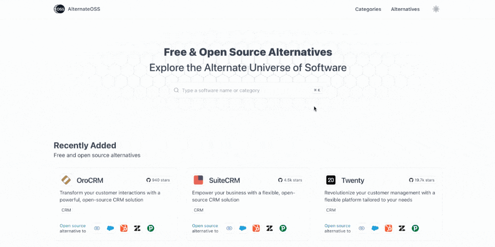 I Built AlternateOSS, A Directory of Free, Open-source Alternatives to Popular Software 🚀🔥