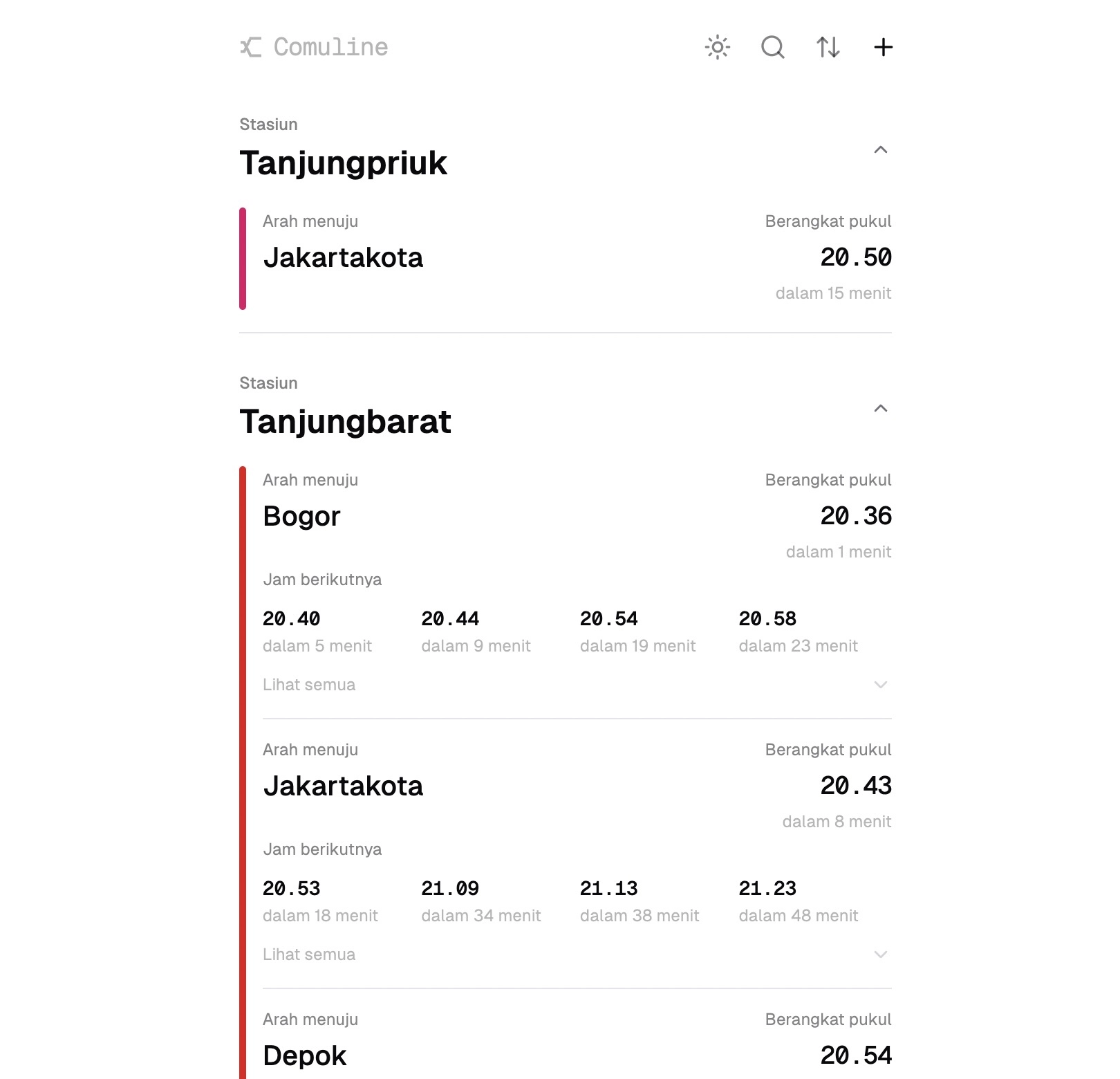 Comuline - Indonesia Public Train Schedule