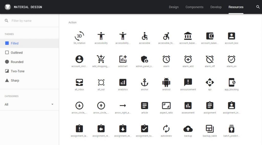 Material design icons