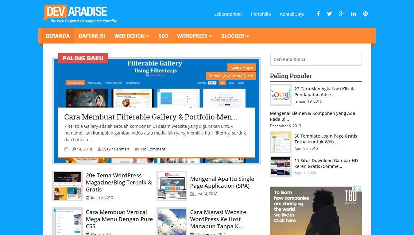 Devaradise 2018 Wordpress Theme